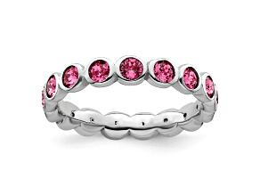 Sterling Silver Stackable Expressions Pink Crystal Ring