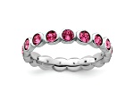 Sterling Silver Stackable Expressions Pink Crystal Ring