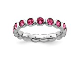 Sterling Silver Stackable Expressions Pink Crystal Ring
