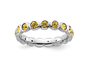 Sterling Silver Stackable Expressions Yellow Crystal Ring