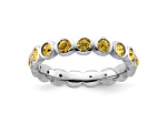 Sterling Silver Stackable Expressions Yellow Crystal Ring