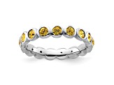 Sterling Silver Stackable Expressions Yellow Crystal Ring