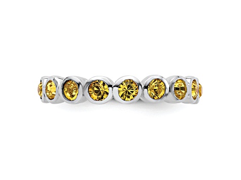 Sterling Silver Stackable Expressions Yellow Crystal Ring