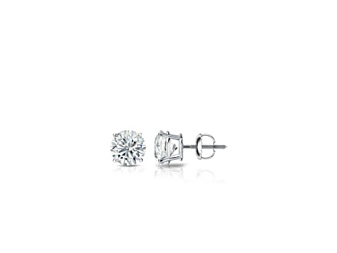 14K White Gold 0.10 Ctw Round Lab-Grown Diamond Studs, F Color SI2 Clarity