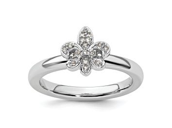 Picture of Sterling Silver Stackable Expressions Fleur De Lis Diamond Ring
