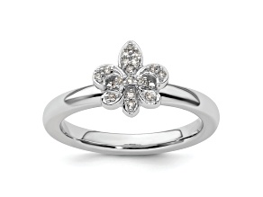 Sterling Silver Stackable Expressions Fleur De Lis Diamond Ring