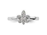 Sterling Silver Stackable Expressions Fleur De Lis Diamond Ring