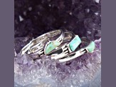 Barse Jewelry Mixed Shape Turquoise Sterling Silver Ring Set Set of 3
