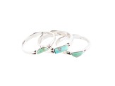 Barse Jewelry Mixed Shape Turquoise Sterling Silver Ring Set Set of 3
