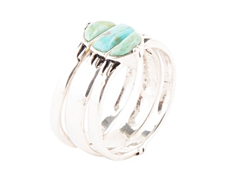 Barse Jewelry Mixed Shape Turquoise Sterling Silver Ring Set Set of 3