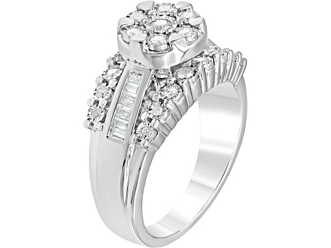 White Diamond Rhodium Over Sterling Silver Ring 0.50ctw