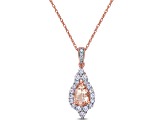 1.16ctw Morganite, White Sapphire, Diamond 10k Rose Gold Pendant With Chain