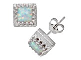 White Lab Created Opal Sterling Silver Stud Earrings 1.20ctw