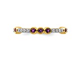 14K Yellow Gold Stackable Expressions Amethyst and Diamond Ring 0.285ctw