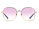 Gucci Gold Tone and Peacock Blue Frame / Violet Lens Sunglasses
