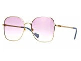Gucci Gold Tone and Peacock Blue Frame / Violet Lens Sunglasses