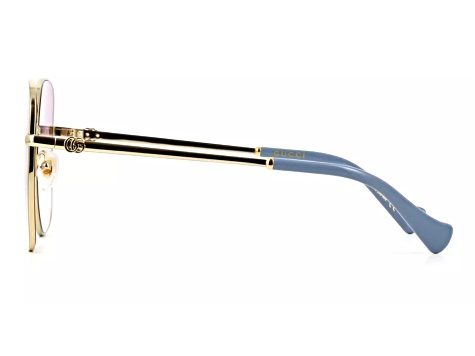 Gucci Gold Tone and Peacock Blue Frame / Violet Lens Sunglasses