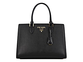 Prada Saffiano Lux Black Leather Large Crossbody Satchel Bag