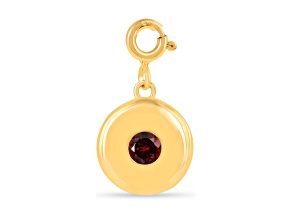 Round Garnet 18K Yellow Gold Over Sterling Silver Circle January Birthstone Charm