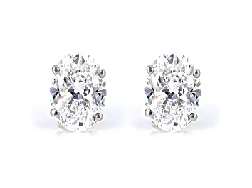 Picture of Certified Oval White Lab-Grown Diamond E-F SI 18k White Gold Stud Earrings 2.00ctw
