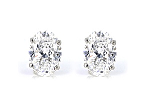 Certified White Lab-Grown Diamond 18k White Gold Stud Earrings 2.00ctw