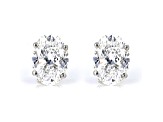 Certified Oval White Lab-Grown Diamond E-F SI 18k White Gold Stud Earrings 2.00ctw