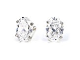 Certified Oval White Lab-Grown Diamond E-F SI 18k White Gold Stud Earrings 2.00ctw