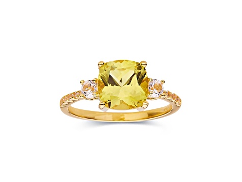 Lab Created Yellow Sapphire with White Topaz Accents 18K Yellow Gold Over Sterling Silver Ring