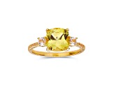 Lab Created Yellow Sapphire with White Topaz Accents 18K Yellow Gold Over Sterling Silver Ring