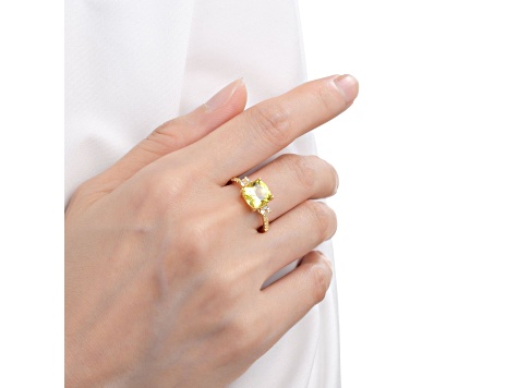 Lab Created Yellow Sapphire with White Topaz Accents 18K Yellow Gold Over Sterling Silver Ring