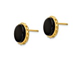 14K Yellow Gold Bezel Onyx Earrings