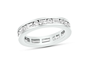1.75ctw Round and Baguette Diamond Eternity Band Ring in 14k White Gold