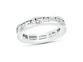 1.75ctw Round and Baguette Diamond Eternity Band Ring in 14k White Gold