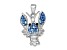 Rhodium Over Sterling Silver Polished Blue Crystal Lobster Pendant