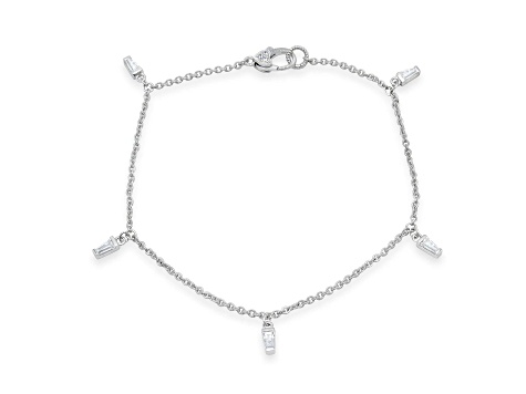 Judith Ripka 2.08ctw Bella Luce Diamond Simulant Rhodium Over Sterling Silver Anklet