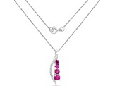 Natural Ruby And Diamond Necklace 14K White Gold Pendant with Chain Gift For Women