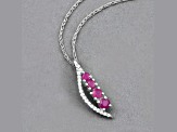 Natural Ruby And Diamond Necklace 14K White Gold Pendant with Chain Gift For Women