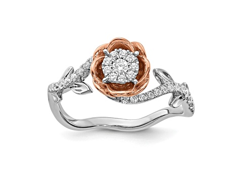 14K Two-tone White and Rose Gold Diamond Fashion Band