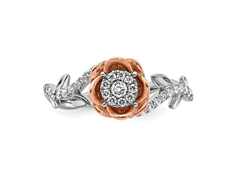 14K Two-tone White and Rose Gold Diamond Fashion Band