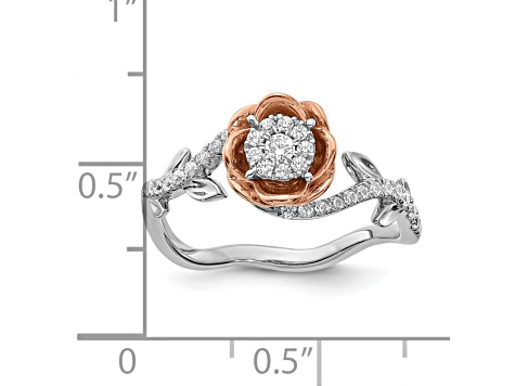 14K Two-tone White and Rose Gold Diamond Fashion Band