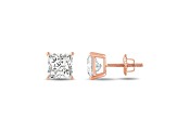 White Cubic Zirconia 14k Rose Gold Studs With Velvet Gift Box 4.00ctw