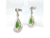 9.00 Ctw Emerald and 3.80 Ctw White Diamond Earring in 18K WG