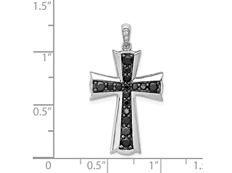 Rhodium Over 14K White Gold 5/8ct. Black Diamond Cross Pendant