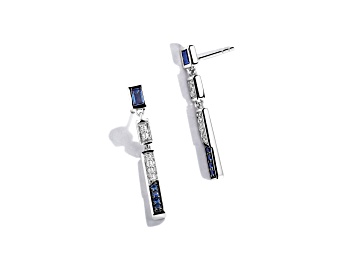 Picture of Star Wars™ Fine Jewelry R2 Series Blue Sapphire & White Diamond Rhodium Over Silver Earrings 0.30ctw