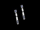 Star Wars™ Fine Jewelry R2 Series Blue Sapphire & White Diamond Rhodium Over Silver Earrings 0.30ctw