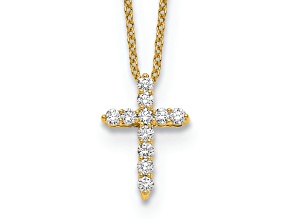 14K Yellow Gold Lab Grown Diamond VS/SI GH, Cross Pendant Necklace