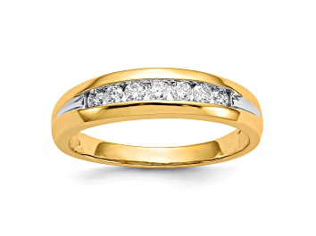 Picture of 10K Yellow Gold with Rhodium Diamond Men's Channel Ring 0.32ctw