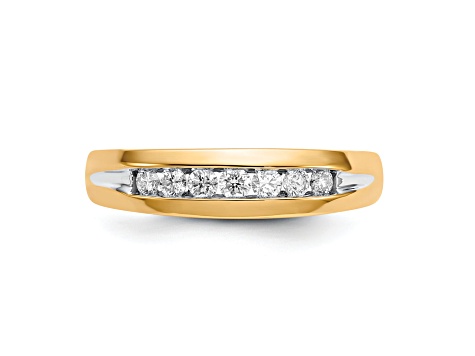 10K Yellow Gold with Rhodium Diamond Men's Channel Ring 0.32ctw