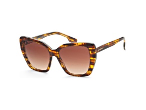 Burberry Women's Tasmin 55mm Checker Striped Brown Sunglasses|BE4366-398113-55