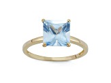 Princess Cut Lab Created Aquamarine 10K Yellow Gold Ring 2.70ctw
